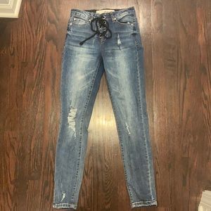 Skinny lace up jeans